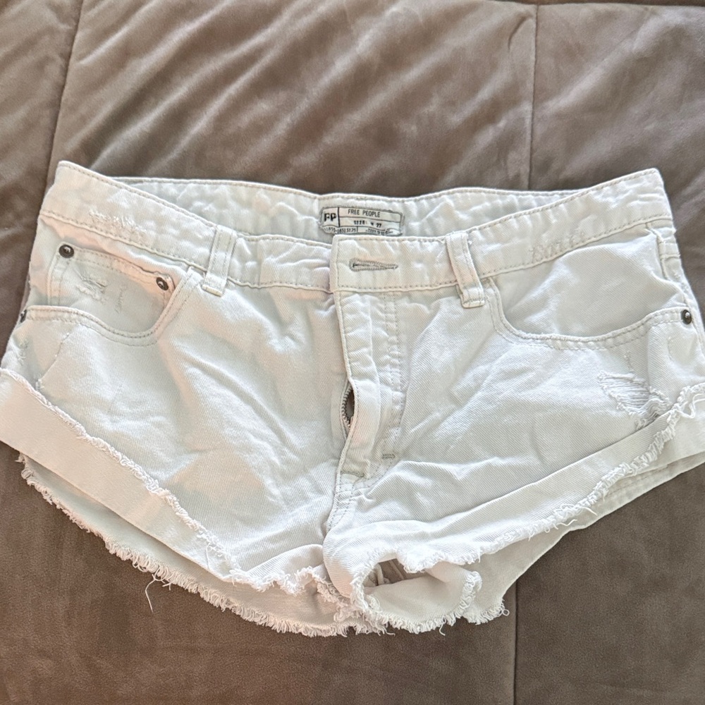 Free People White Jean Shorts